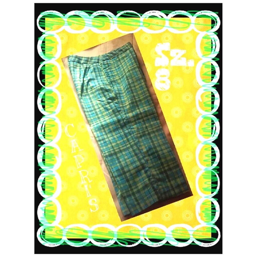 Retro Geoffrey Beene plaid Capri's sz. 8